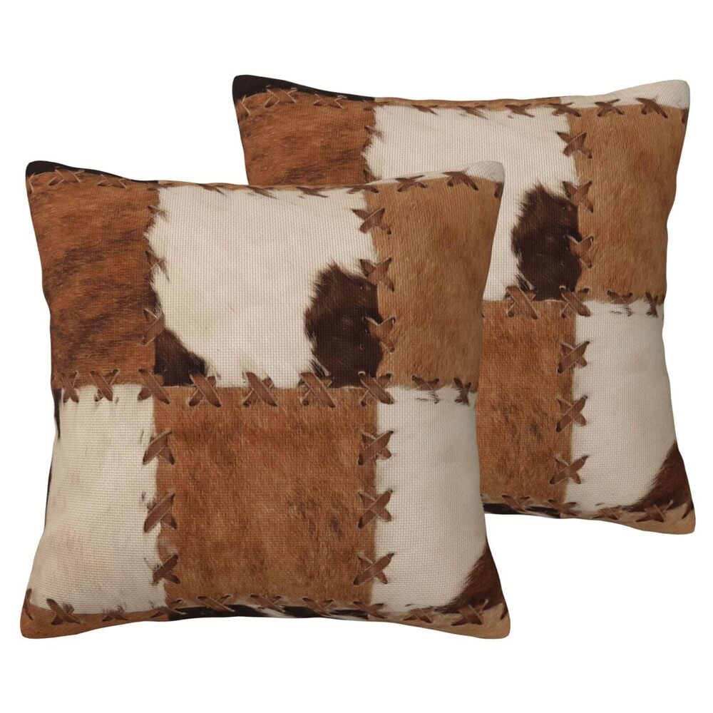 3090 Cowhide Print Pillow Covers 18x18 Set of 2 Cow Fur Decorative Throw